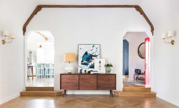 We love how Emily Henderson punctuates this feature wall with her Seno cabinet in walnut.